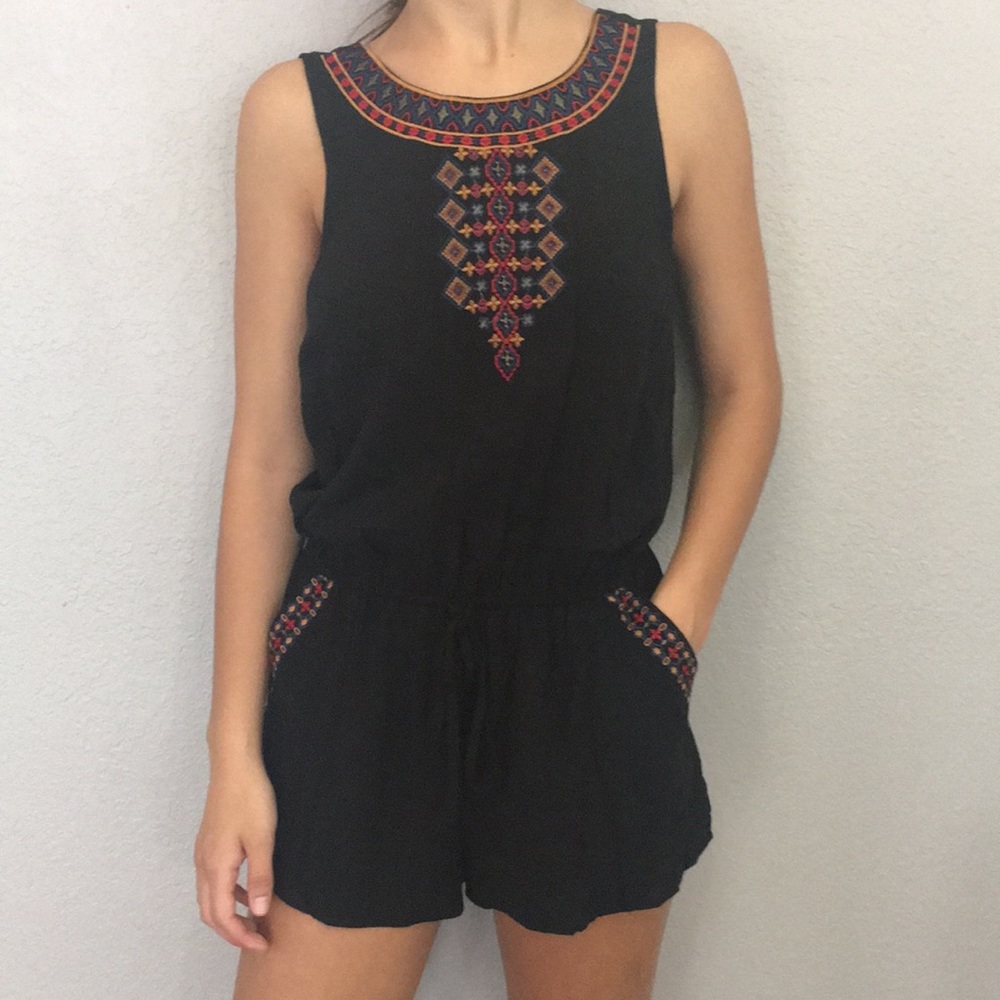Black Romper with Colored Detailing